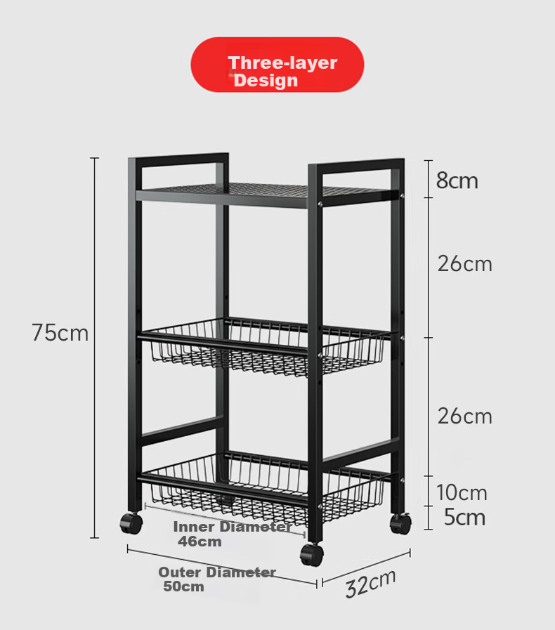 Shunyou Kitchen Storage Rack, Household Vegetable Basket, Storage Shelf, Multifunctional Storage Basket, Floor-Standing Multi-Layer Vegetable Rack SY-081 12