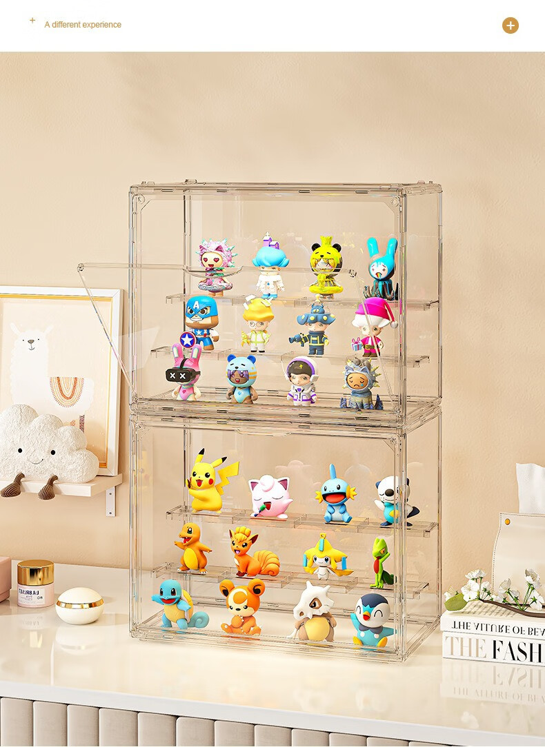 Bahainiao Blind Box Storage, Labubu Pop Mart Display Box, Action Figure Showcase Cabinet, Acrylic Storage Rack, Transparent 2