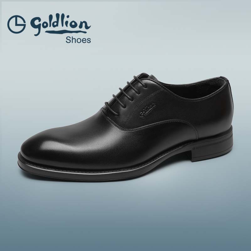 Goldlion Men's Formal Leather Shoes, Business Commute Soft Comfortable Oxford Shoes G580510147AAA Black Size 42