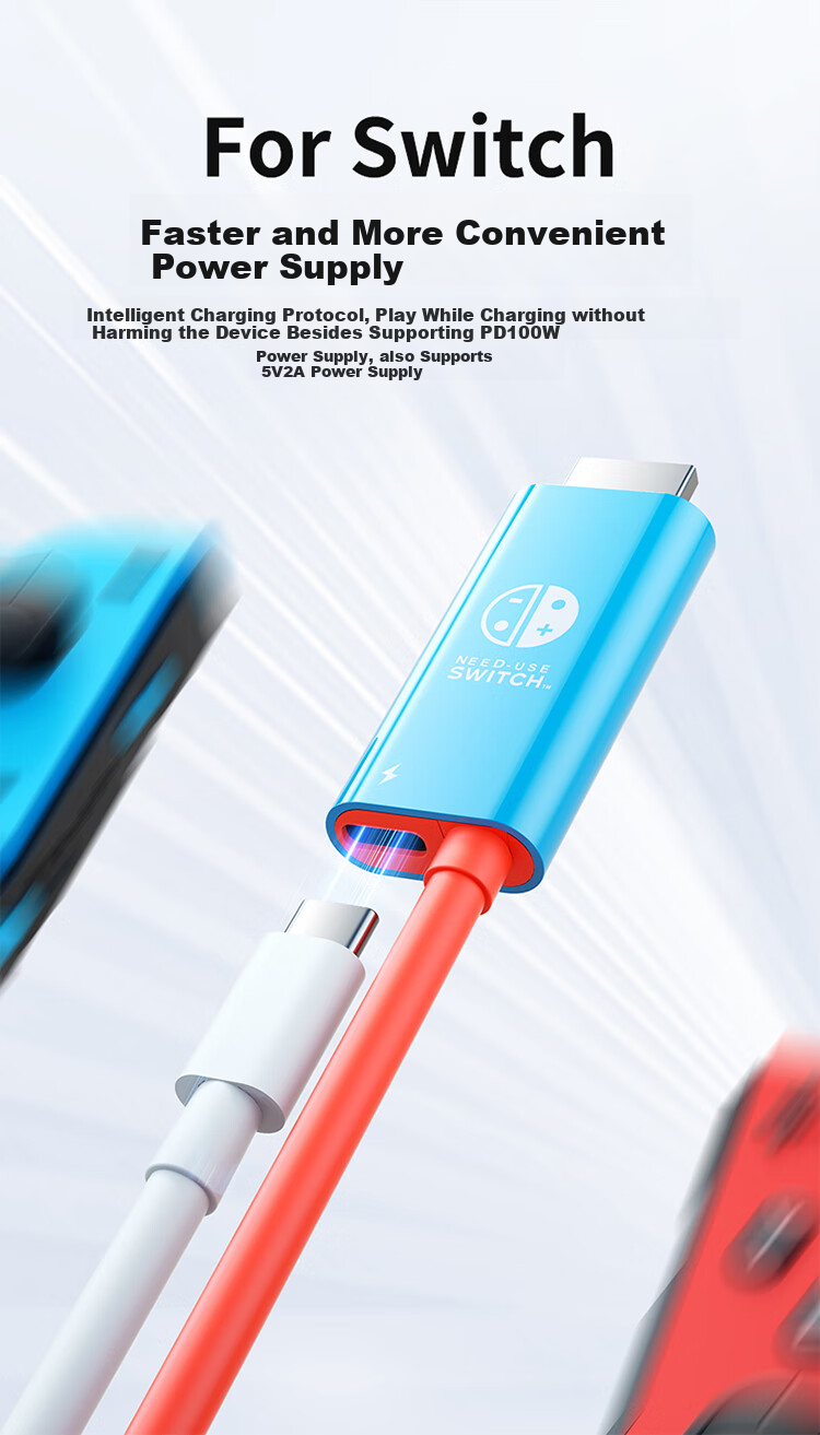 BUBM Switch Portable Dock, Charger NS Screen Mirroring Cable, HDMI Screen Mirroring Device, PD Fast Charging Cable, OLED 4K 60Hz High-Definition Expansion Cable Accessories, Suitable for ROG Handheld Games, Black And White 7