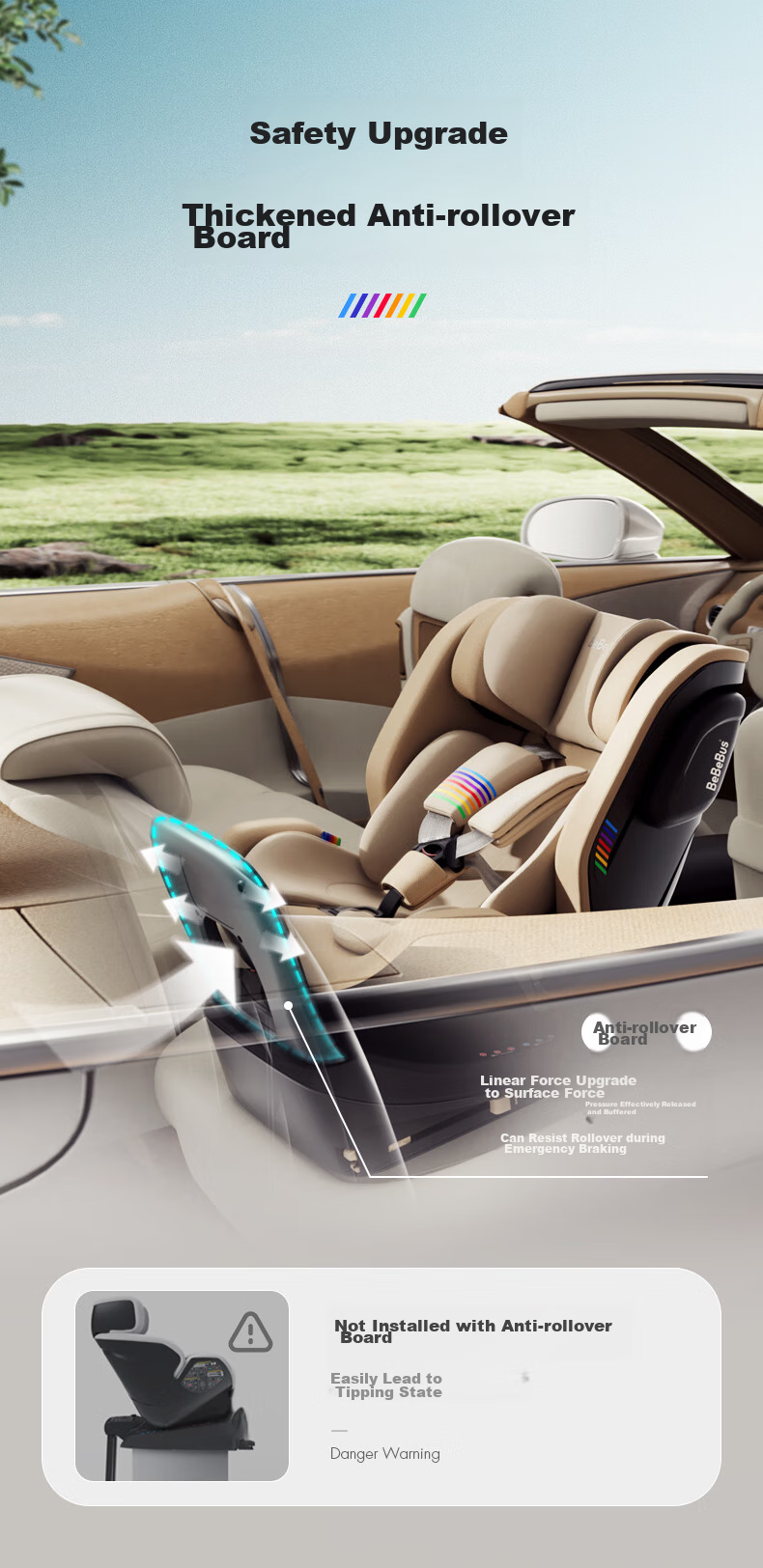 Bebebus New National Standard Navigator Children's Safety Seat 0-8 Years Car Baby Chair i-Size Voice Ventilation Champagne Gold 8