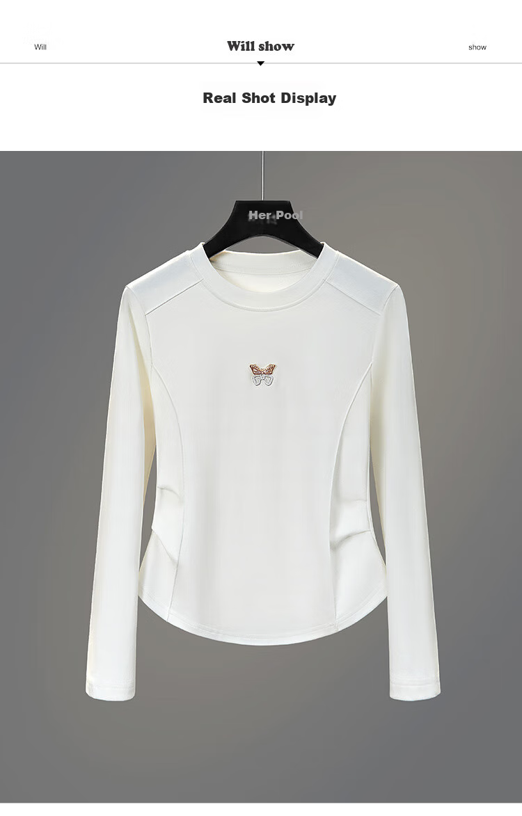 Tachi Simple Base Shirt, 2026 Spring New Women's Clothing, Pleated Waist-Cinching Slimming Round Neck Top 5
