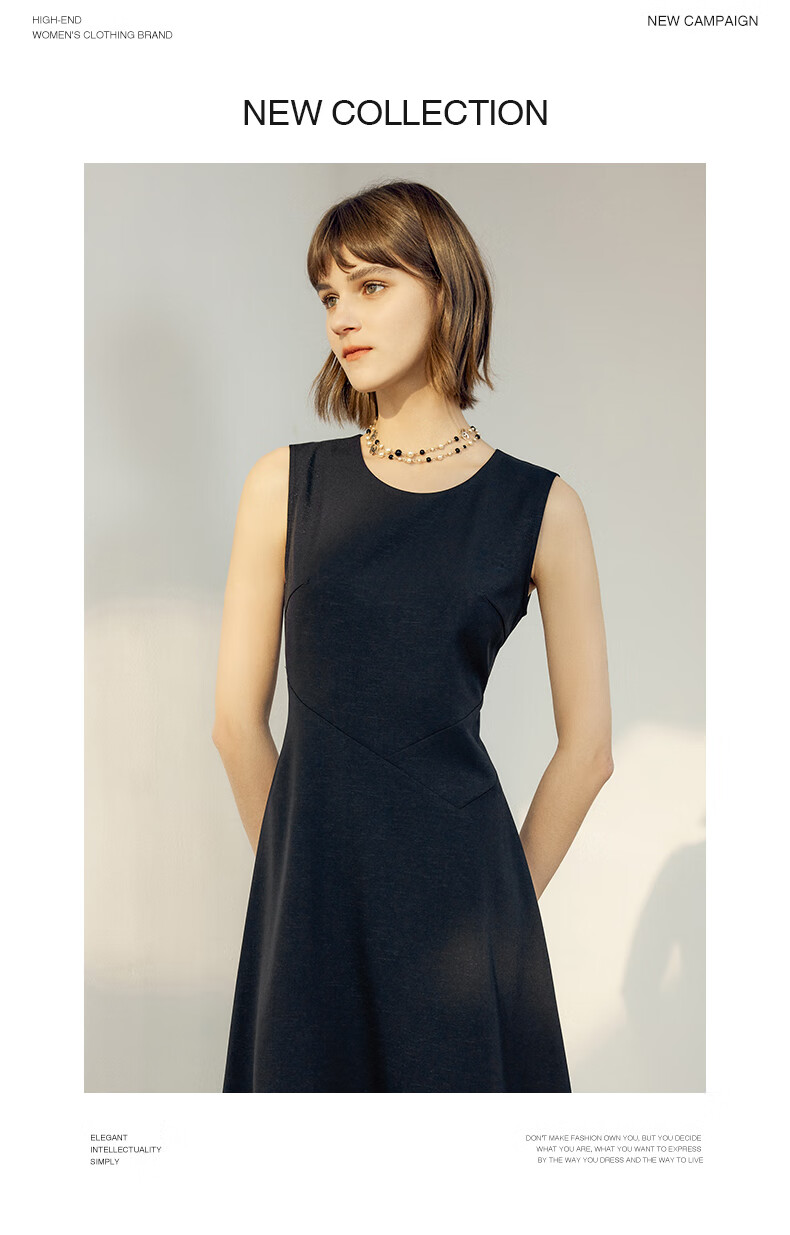 YANYEE Elegant Dress Women 2024 Autumn Waist-Slimming Simple Vest Dress Inner Dress Black 1 XL 9