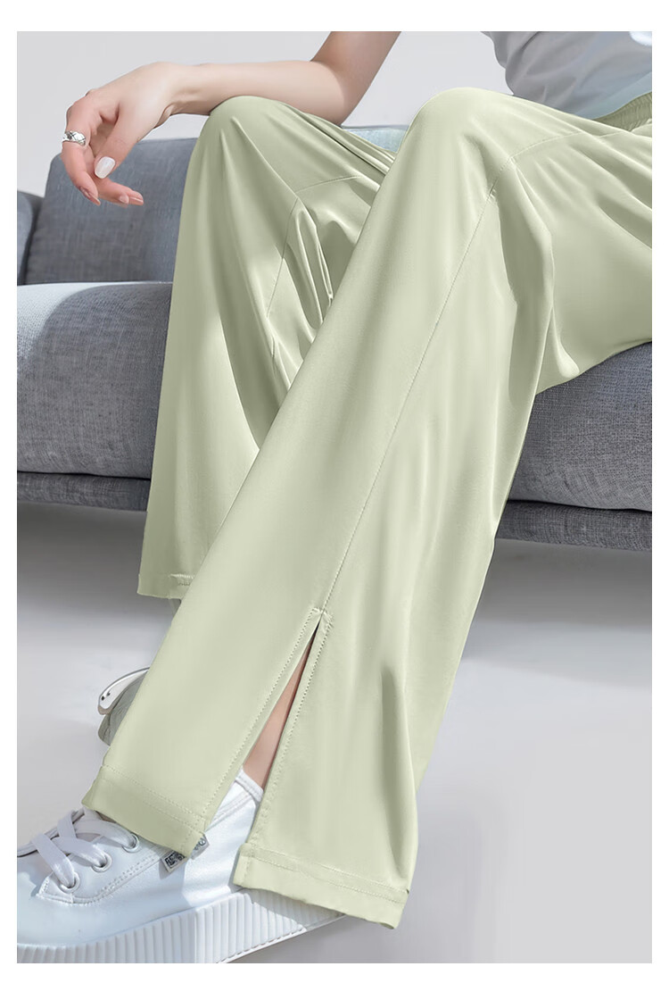 Jeanswest Women's Casual Pants, Summer Lightweight UPF50+ Sun Protection, Ice Silk Cool-Feeling Draping Versatile Straight-Leg Trousers, Gray Blue, Size M 9