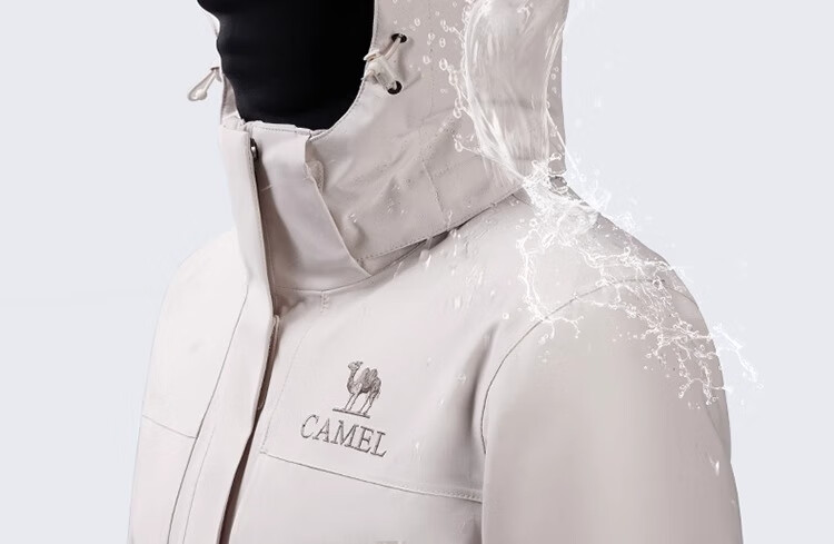 CAMEL Goose down Three-In Waterproof Thickened Mountaineering Jacket A70723 Oak Gray, Women's Size L 7