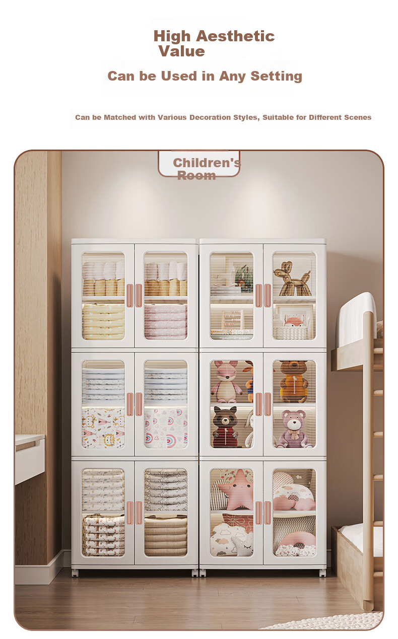 JEKO&JEKO Foldable Storage Cabinet, No Installation Required, Toy Bag Storage Locker, Wardrobe Organizer, Storage Box, 53cm Wide, 3 Layers 8