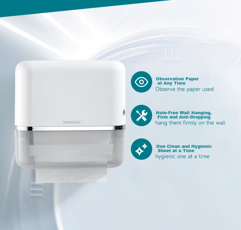 MODUN 5881 No-Drill Hand Towel Dispenser, Wall-Mounted Paper Towel Distributor, Bathroom Tissue Box, Restroom Hand Towel Dispenser, Commercial Use 1