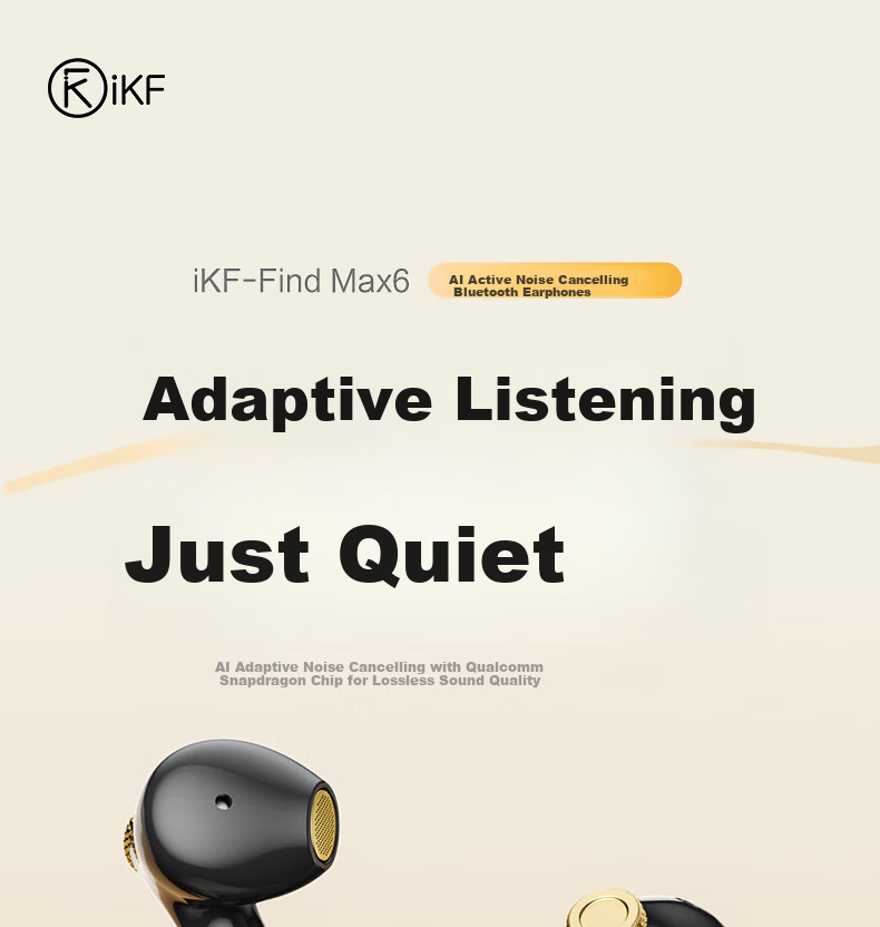 IKF Find Max6 Quiet True Wireless Bluetooth Earphones Semi-In ANC Active Noise Cancellation LDAC High-Resolution Sound Quality for Sports Fitness, Compatible with Phones And Computers, Cloud Rock White 5