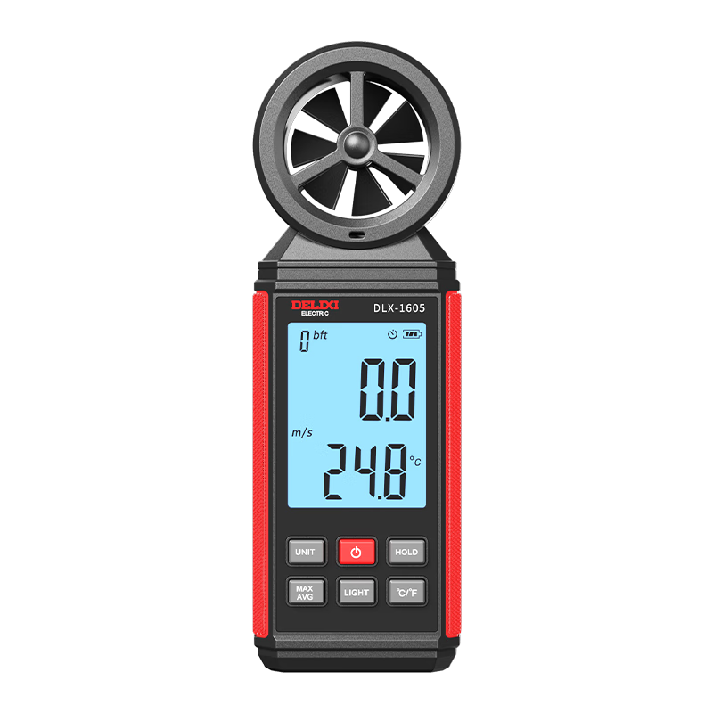 Delixi Electric Anemometer High-Precision Airflow Wind Speed Meter Wind Speed Sensor Handheld Wind Speed Measuring Instrument Wind Force Tester