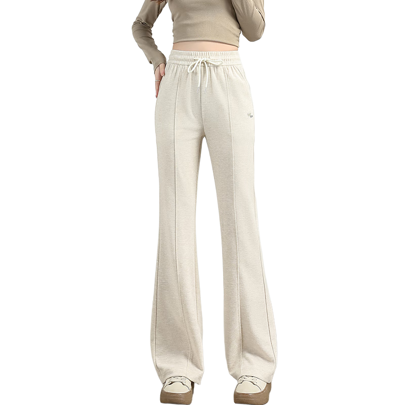 BOPRUIEY Women's Micro Flare Sweatpants, Spring And Summer 2026 Thin Style, Draping Slimming Mid-Rise Embroidered Flared Pants Casual Trousers for Wome