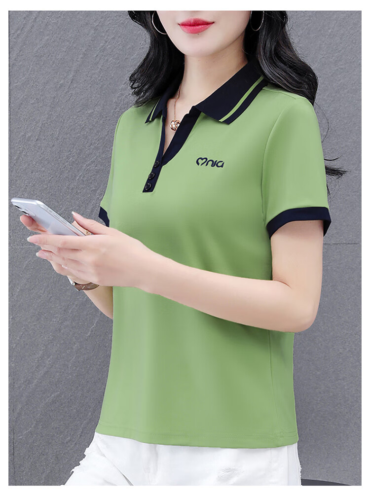 Woodpecker Women's Short Sleeve Polo Shirt Plus Size Slim Fit Red 2026 Spring Summer XL 22