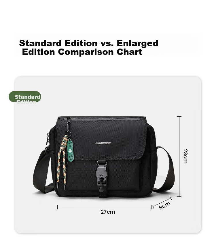 Slazenger Trendy Functional Magnetic Buckle Crossbody Bag Shoulder Bag Lightweight Large Capacity Messenger Bag, Black Extra-Large Versio 4
