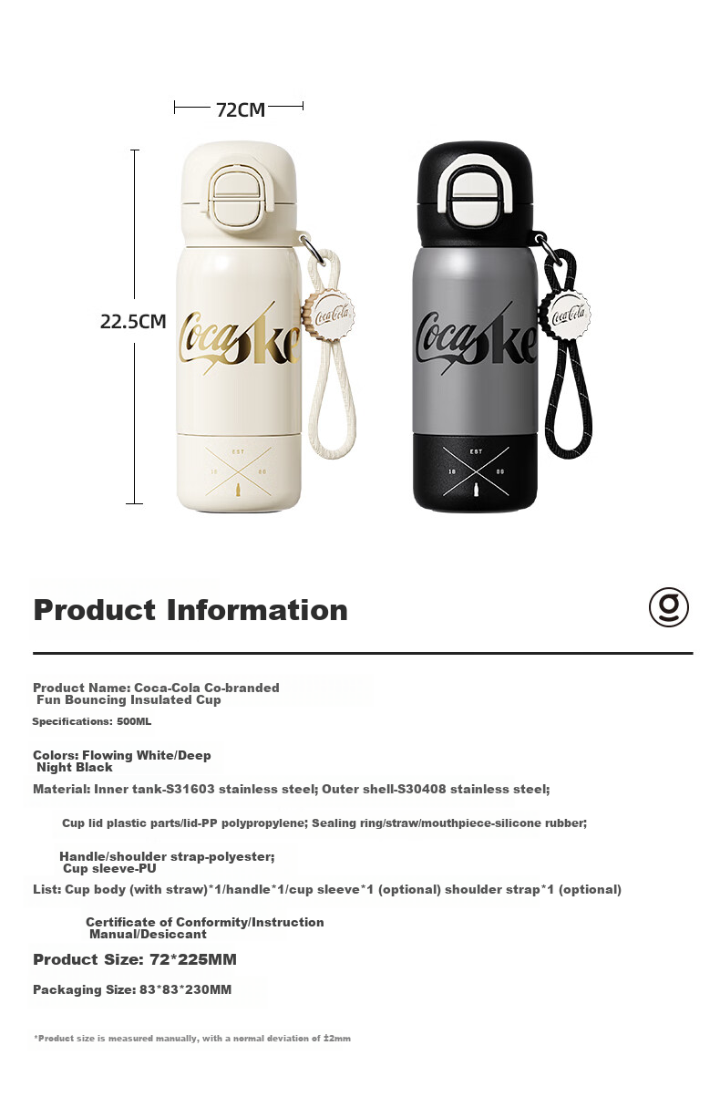 Germ Ultraman Children's Insulated Cup with Straw, Boys' School Water Bottle, Large Capacity Student Cup, 500ml, Zero Black 19