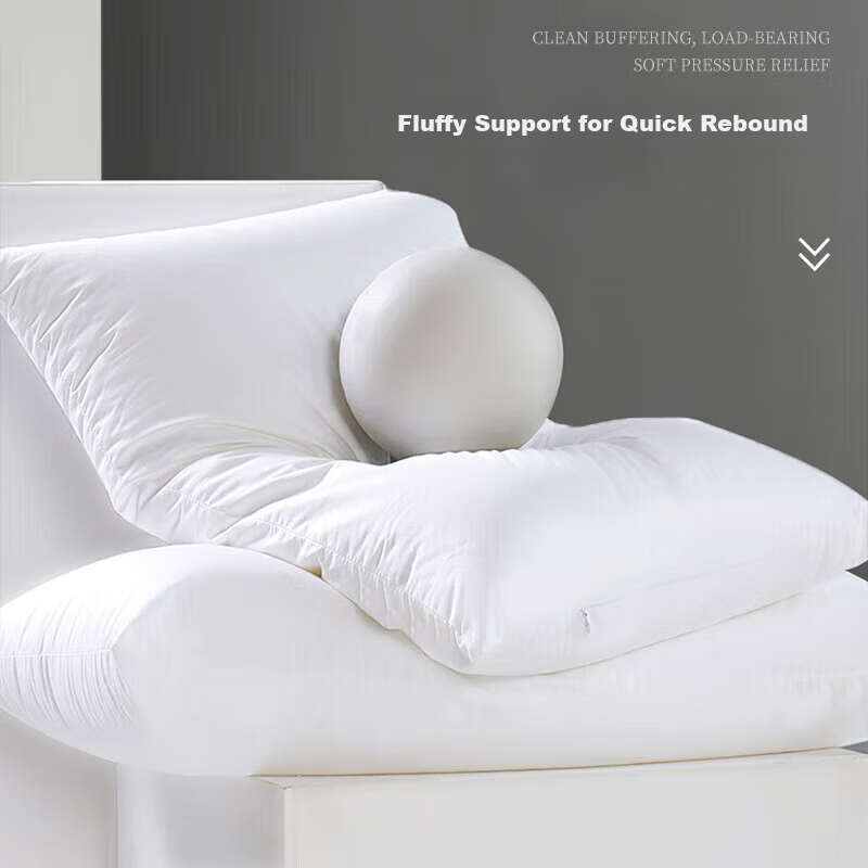 Ranpai Goose Feather Pillow, Hotel Composite White Goose Feather Pillow, Neck Protection Deep Sleep, 48×74cm