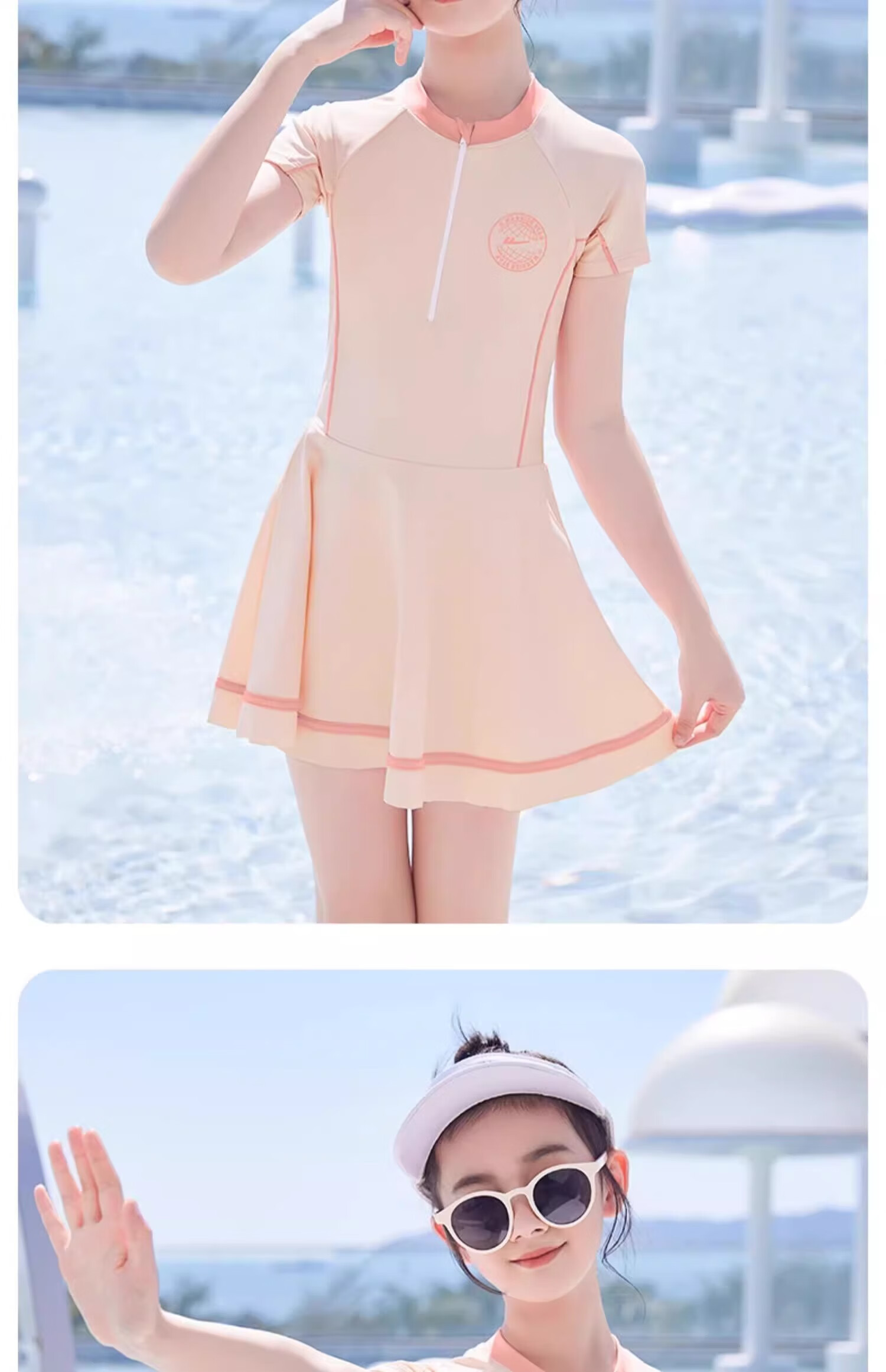 Huili Children's Swimsuit, Cute One-Piece Swimwear for Girls, Princess Swimsuit for Small to Big Kids, Summer 34019, Purple, 2XL 10