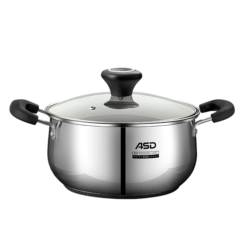 ASD Soup Pot, 304 Stainless Steel Small Soup Pot, Steamer with Double Bottom Stew Pot, 20CM Universal Milk Pot for Gas And Induction Cookers B1
