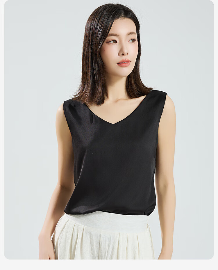 Dushiliren Women's White Camisole, Beautiful Back Faux Silk Top, Spring And Summer Satin Slim-Fit Blouse, Inner Wear for Suits, Seamless Undershirt 13