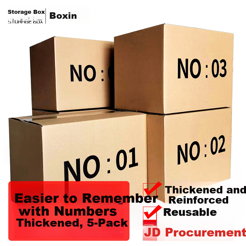 Baokesi Moving Cardboard Boxes, Large Storage Organizing Boxes, Luggage Storage without Handles, Digital 40*29*30cm (5 Pieces) 1