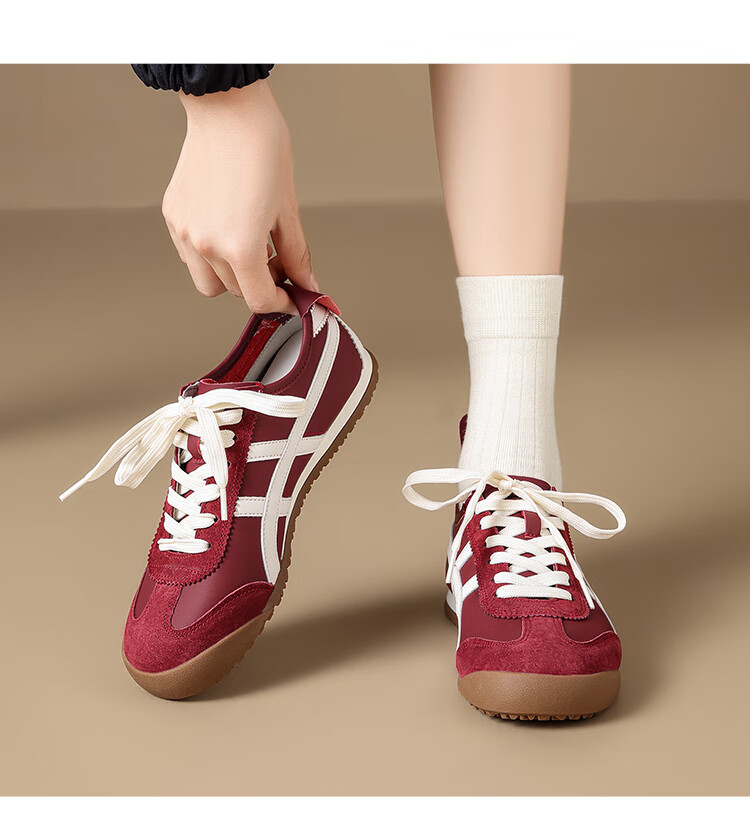 ZHR Ballet Flats for Women, Versatile Lightweight Sports Shoes, Comfortable Flat Casual Shoes, Thin-Soled Genuine Leather Forrest Gump White Sneakers 16