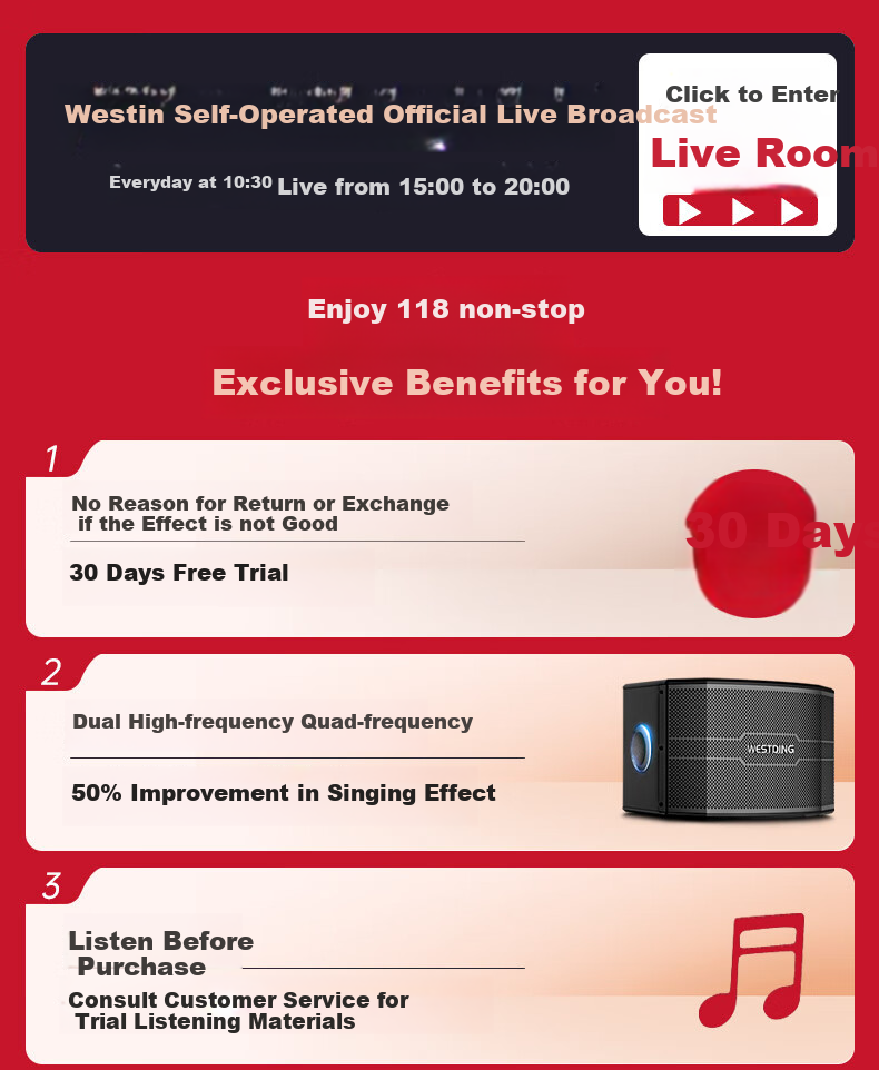 WESTDING Home KTV Sound System Package, Complete Karaoke Equipment Set, Karaoke Machine with Voice Selection, Living Room 10-Inch Four-Way Speaker Set, 118 Set 2