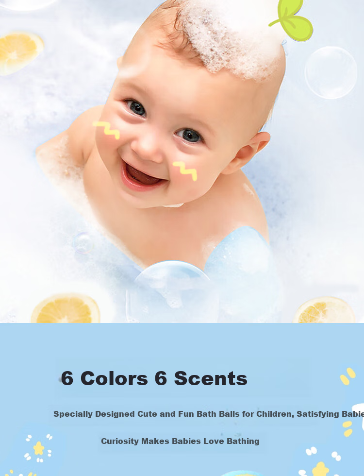 DOCTOR MA Children's Bath Bombs, Baby Bath Balls, Bubble Bath, Multi-Bubble Baby Bath Salt Balls, Pack of 6 3