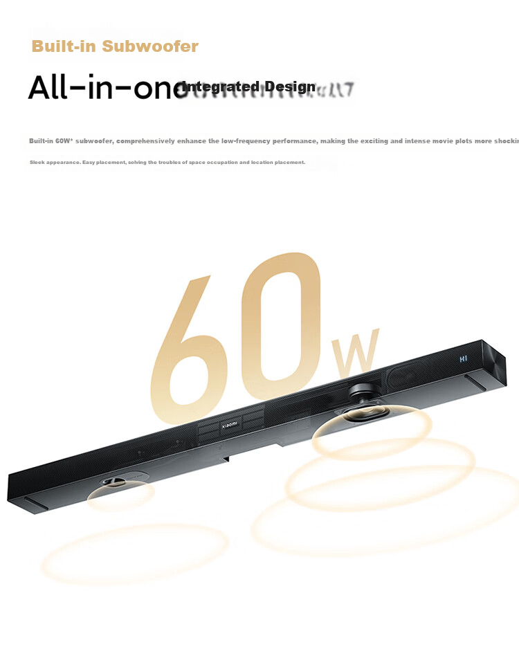 MI TV Soundbar 2.1 Channel Soundbar Home Theater with Built-In Subwoofer, Wireless Bluetooth 5.4 Speaker for Living Room, NFC Quick Pairing 2