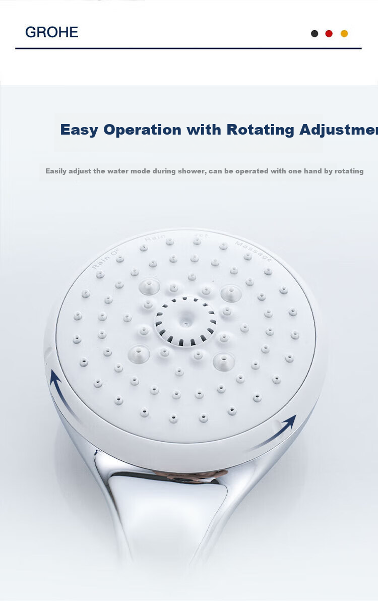 GROHE Constant Temperature Shower Set, 200MM Top Spray Air Injection Handheld Set, Constant Temperature Faucet without Bottom Outlet Water 6