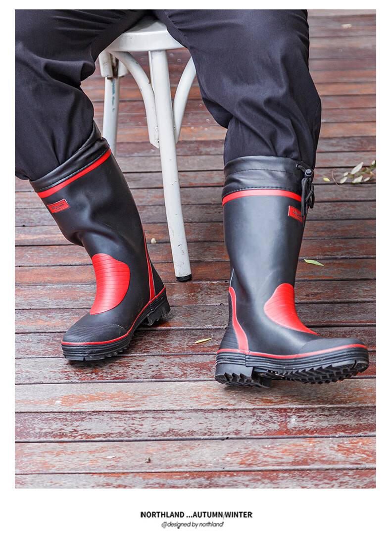 Jolly Walk Water Boots, Rain Boots for Men, High-Top Rain Boots, Long Fishing Boots, Car Washing Waterproof Overshoes, Rubber Boots JW211 Blue Yellow 42 10
