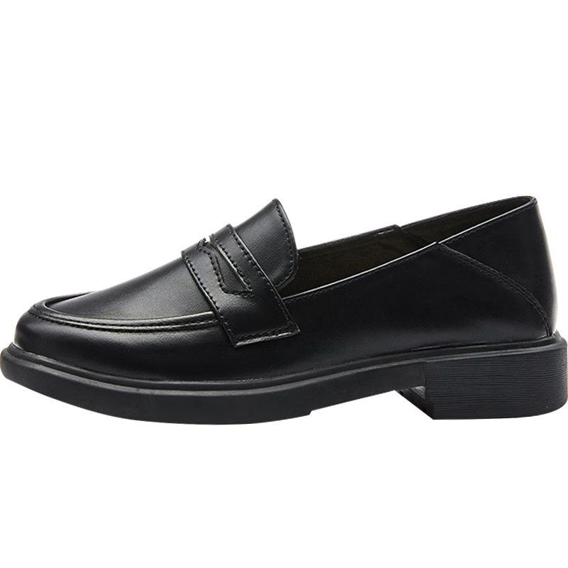 CARTELO Women's Slip-On Leather Shoes, Black British Style Loafers, KDLYJ-WF120, Black, Size 36