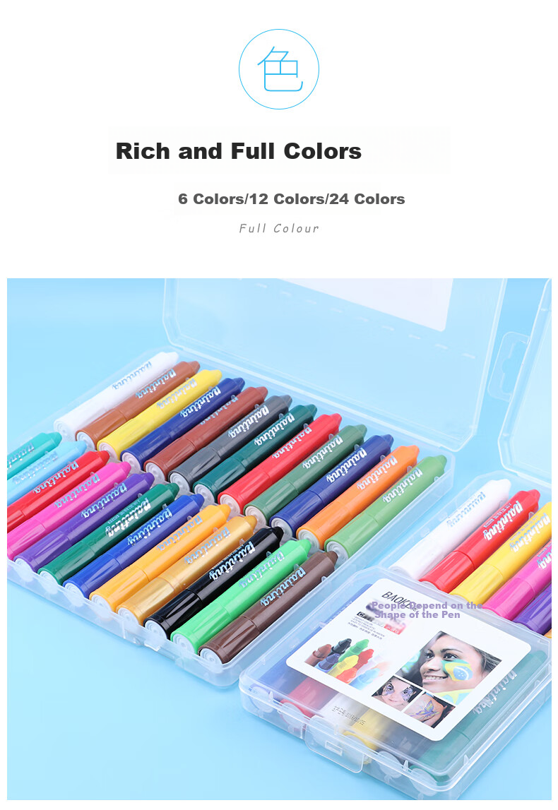 BAOKE CH24 Rotatable Washable Crayons for Children's Makeup And Art, 24 Colors Educational Drawing Tools 5