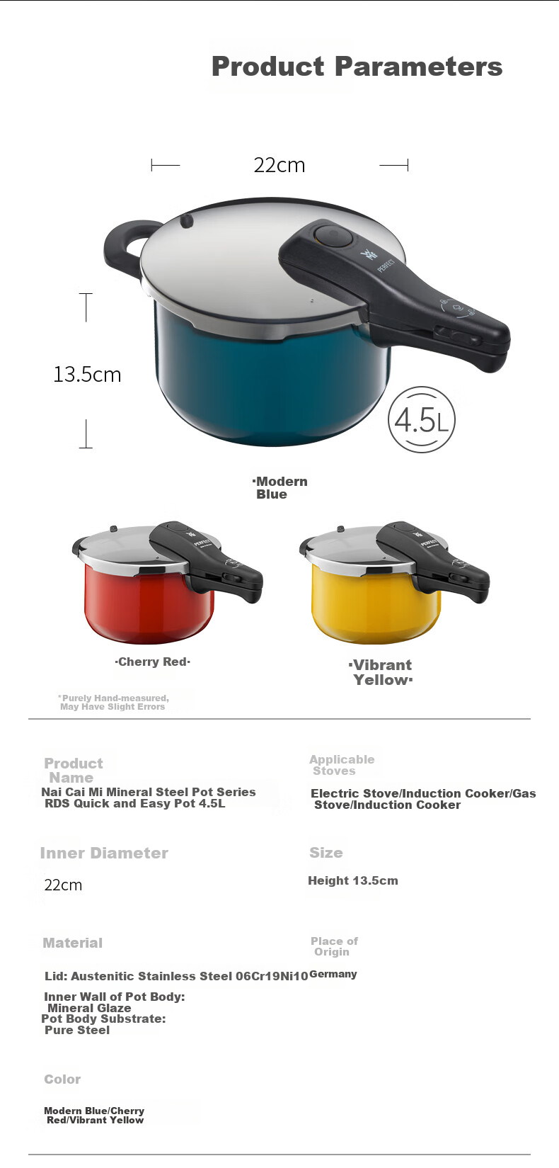 WMF Imported Non-Stick Pot, Pressure Cooker, Nai Cai Mi RDS6.5L, Red, Wedding Kitchen Essential 3