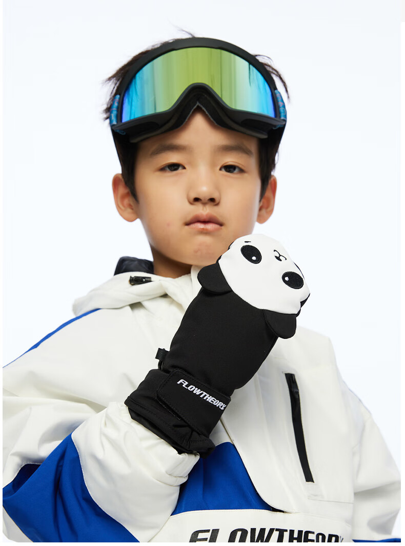 Flow Theory Waterproof Insulated Fleece-Lined Cute Cartoon Ski Gloves for Men and Women 4