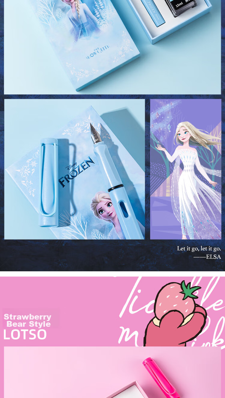 Disney Student Fountain Pen Posture Correction Pen Refillable Erasable Ink for Grades 3-6 Birthday Gift Stationery Reward for Boys and Girls 11