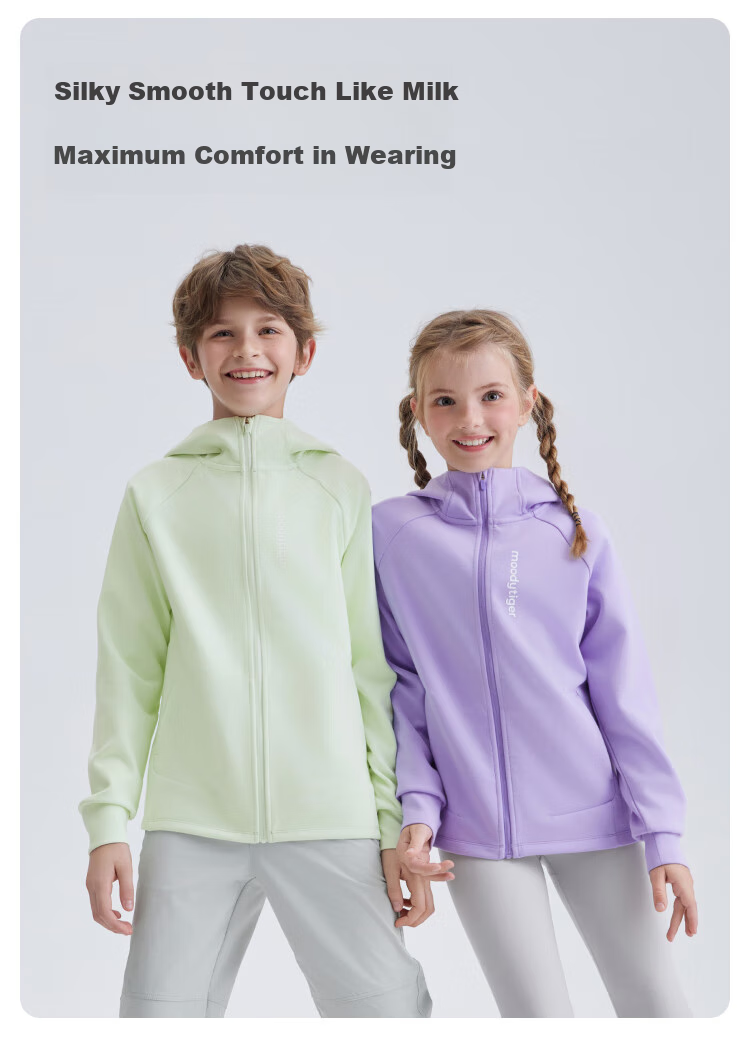 Moodytiger Children's Windproof High-Elasticity Jacket, Moisture-Wicking And Comfortable Sports Coat for Boys And Girls, Spring And Autumn Outerwear with Fleece Lining 5
