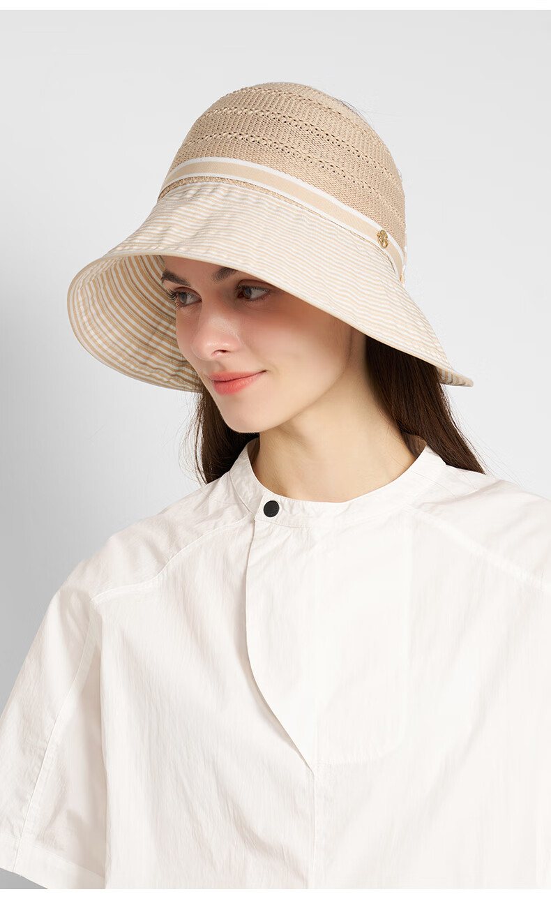 Kenmont Spring Summer Half-Top Wide Brim Full Coverage Sun Hat for Women Face Shield Striped Ponytail Vacation Sun Hat 6201 4