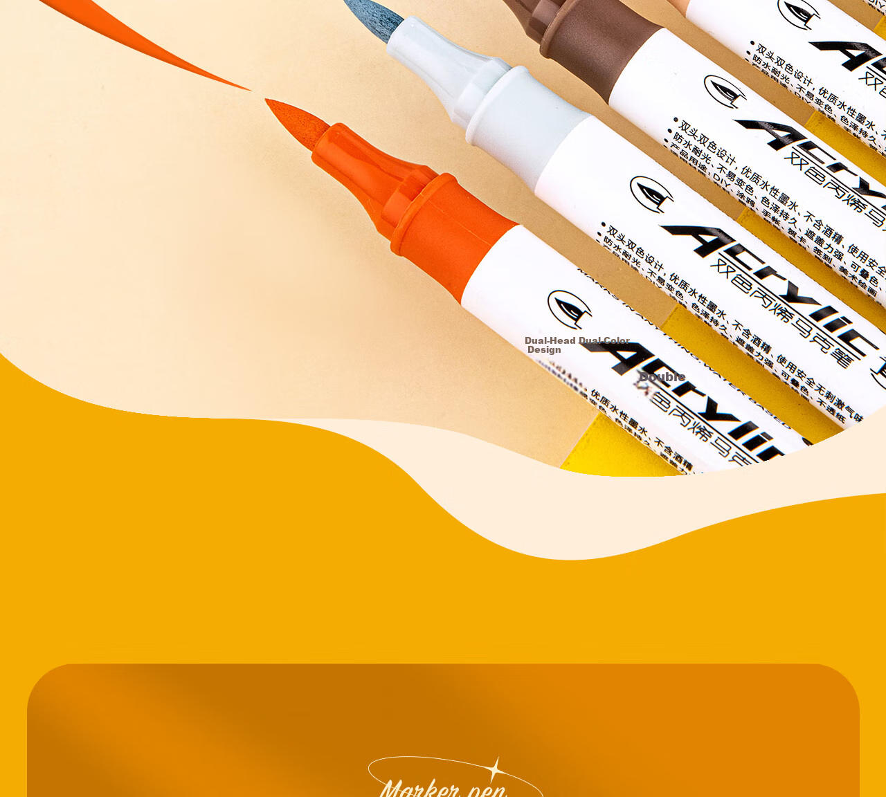 HERO Acrylic Markers, 2016 Triangular Pen Barrel, Water-Based Acrylic Markers for Students, Art Journaling, Children's Drawing, Hand-Painted Watercolor Pens, Graffiti Quick-Drying Paintbrushes, 12 Colors of Watercolor Pens 8