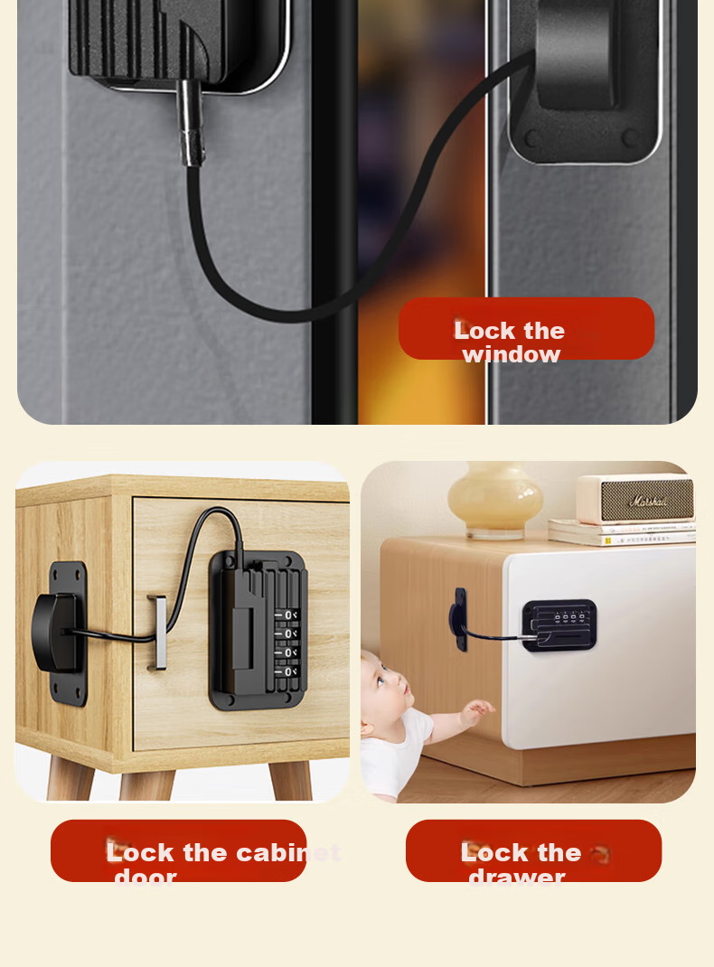 Huge Refrigerator Lock, No-Drill Drawer Password Lock, Student Dormitory Cabinet Security Lock, Window Limiter 16