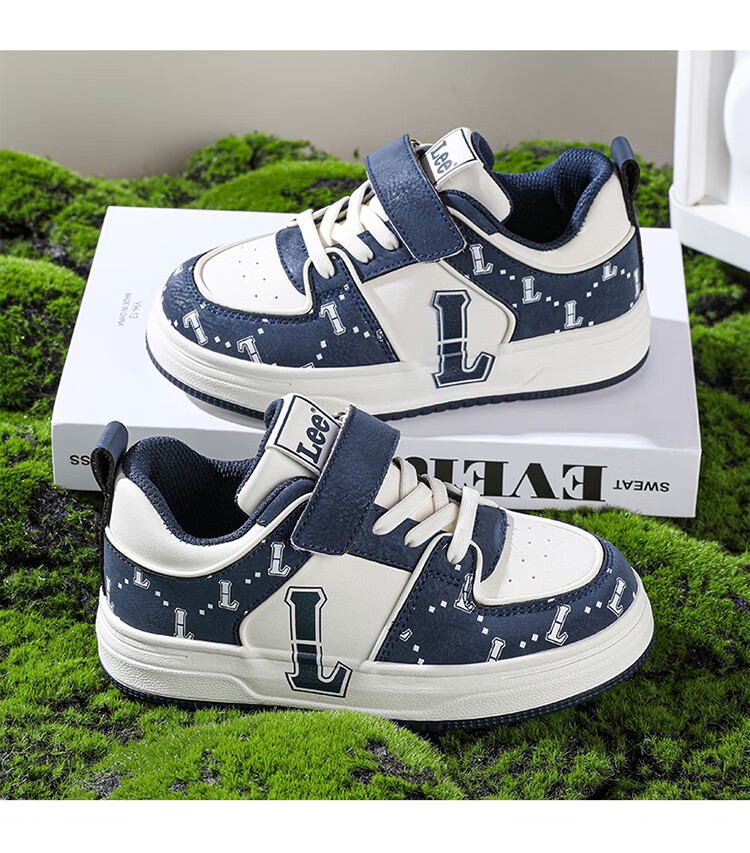 LEE KIDS Children's Shoes, Autumn Casual Sneakers for Boys And Girls, Lightweight Sports Shoes for Older Kids, Beige Blue, Size 34 3