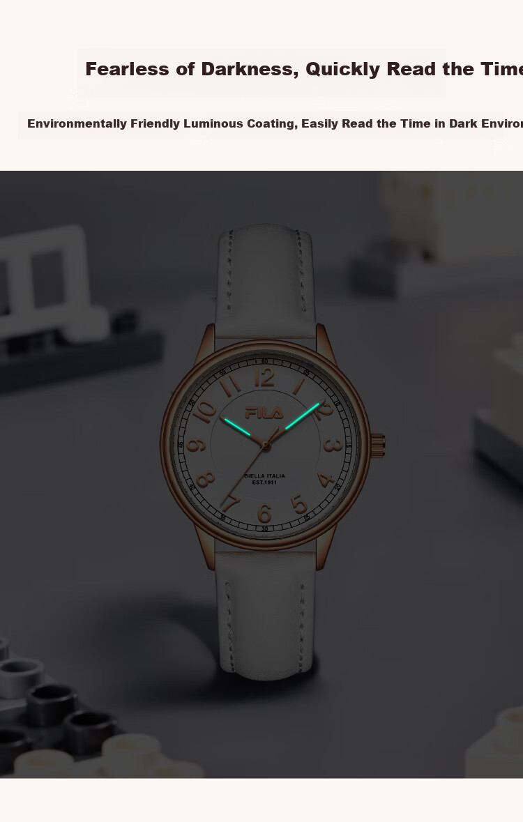 FILA Exam Watch for Middle And High School Students, Unisex Silent Pointer Luminous Waterproof Couple Style Gift Watch 6635-103 5