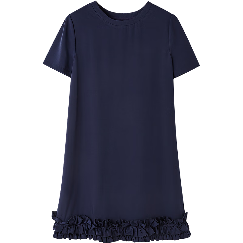Dme [Tianren Gentle Styling] Summer Shiny 80D Linen Mushroom Edge A-Line Mid-Length Women's Dress