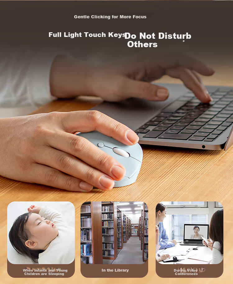 Shanye Ergonomic Wireless Bluetooth Dual-Mode Mouse, Vertical Grip, Fully Silent Buttons, Lightweight Mini Japanese-Style Mouse, Rechargeable, Suitable for Small And Medium Hands, for Office And Gaming 7