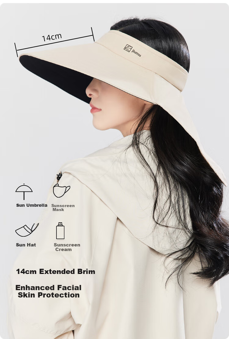 JIUMU Sun Protection Hat for Women, Sun Visor Cap, Sunhat, Open-Top Hat, Cool Hat, Summer Outdoor Face-Covering UV Protection Hat for Wome 5