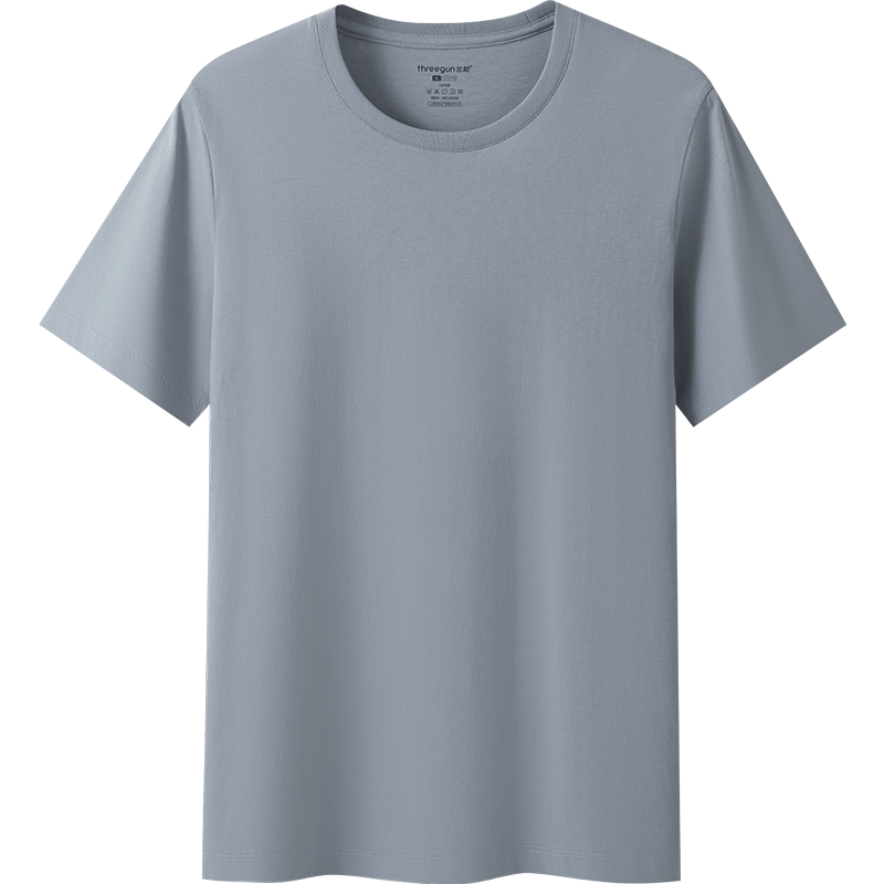 THREEGUN [Pure Cotton Breathable] Men's T-Shirt, Round Neck Short Sleeve Top, Versatile Casual Men's Outer Wear Undershirt