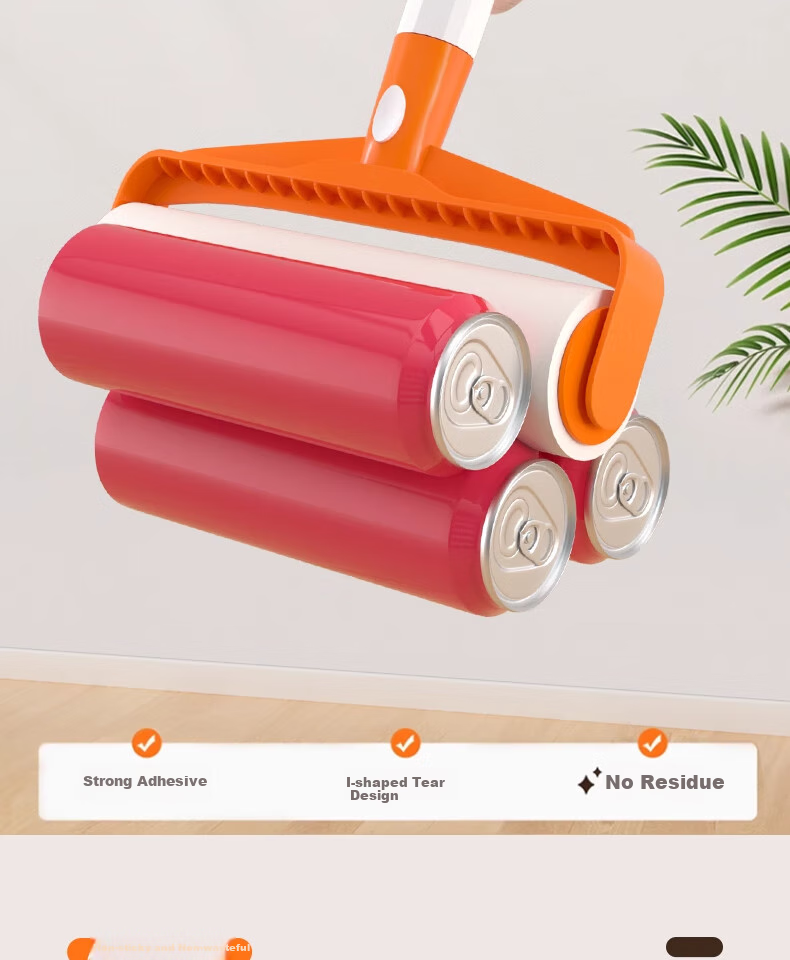 CHUSHE Lint Roller, 16cm, 1 Roll, 60 Sheets, Removes Pet Hair, Cat And Dog Hair Remover, Replaceable Core, Dust-Removing Paper 5