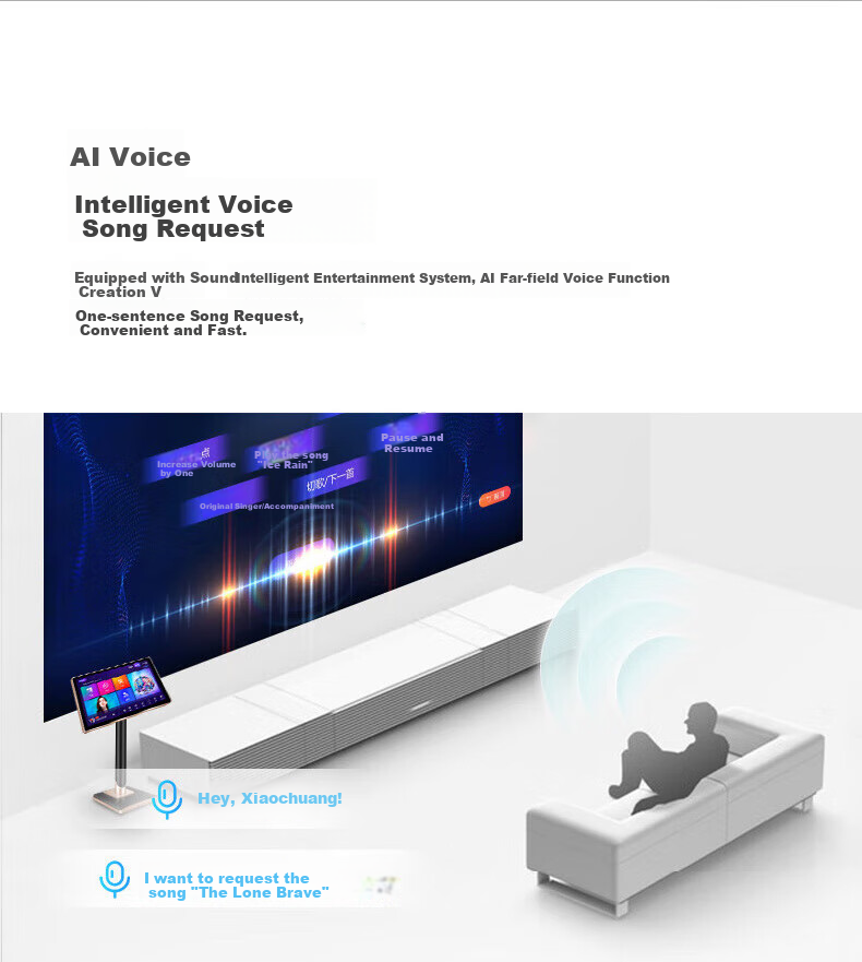 HYUNDAI Modern Karaoke Machine All-in-One Smart Voice Dual System Home KTV Singing Machine Touch Screen P9-500G 7
