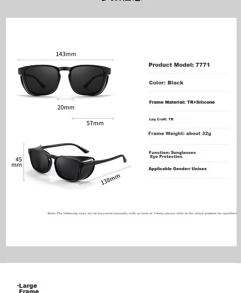 Cuntiandaofu Safety Glasses, Shower Room Mirror, Anti-Pollen And Dust Protection, Cataract Surgery Postoperative Specialized Glasses, Black Frame with Polarized Gray Lenses 16