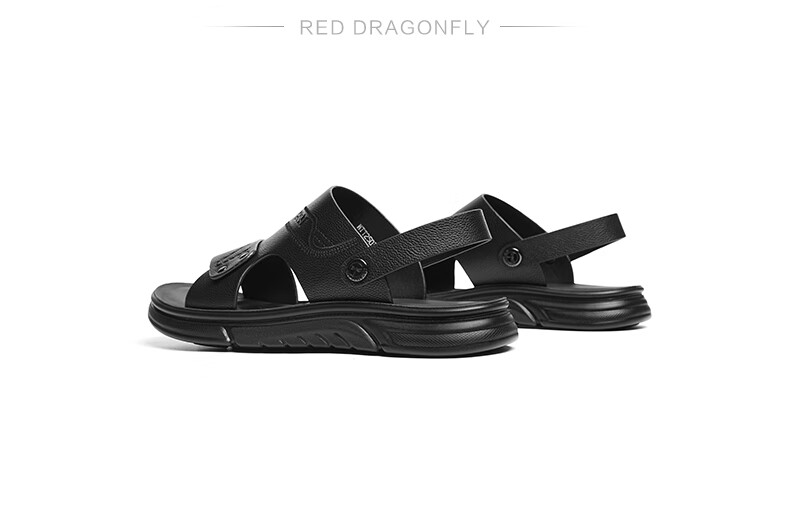 RED DRAGONFLY Men's Leather Sandals, Summer Cowhide Beach Shoes, Casual Two-Way Sandals for Men WTT25034, Brown, Size 38 4