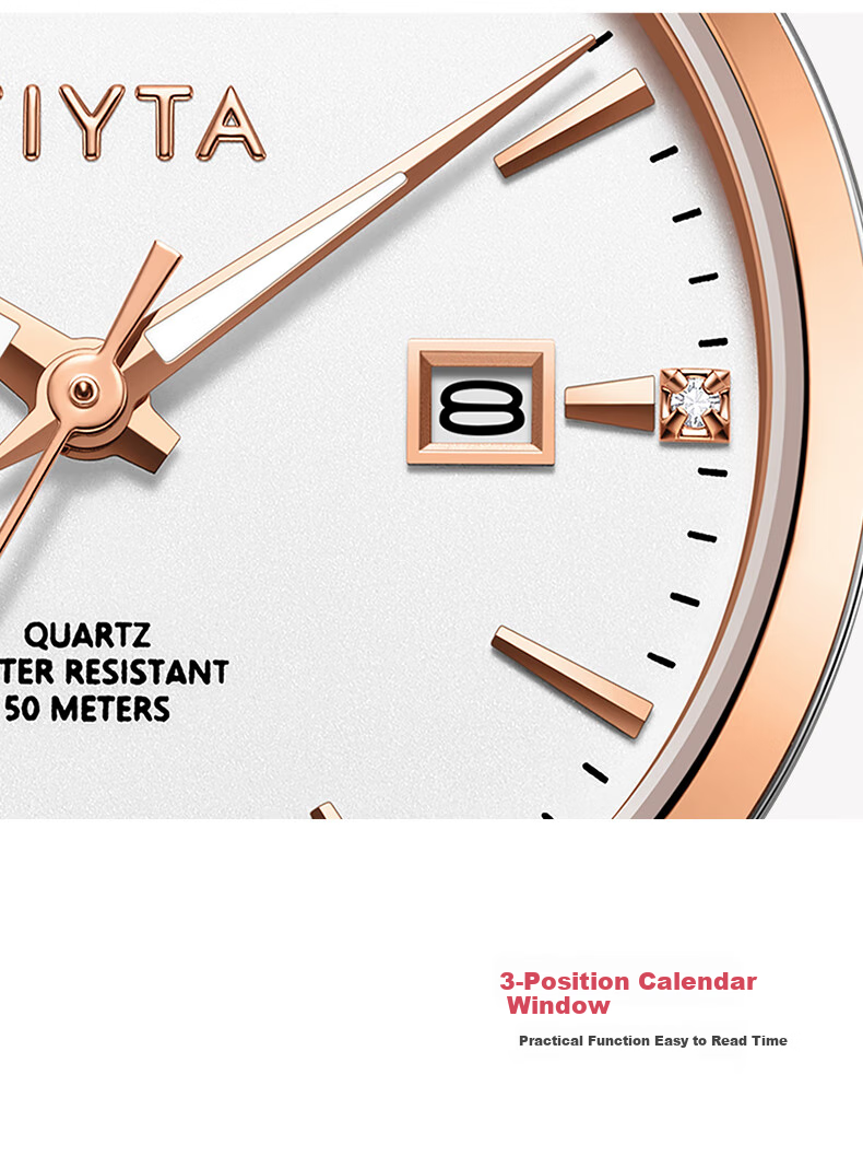 FIYTA Zhuoya Series, White Dial with Brown Leather Strap, Calendar Window Women's Quartz Wristwatch, Holiday Birthday Gift for Wome 5