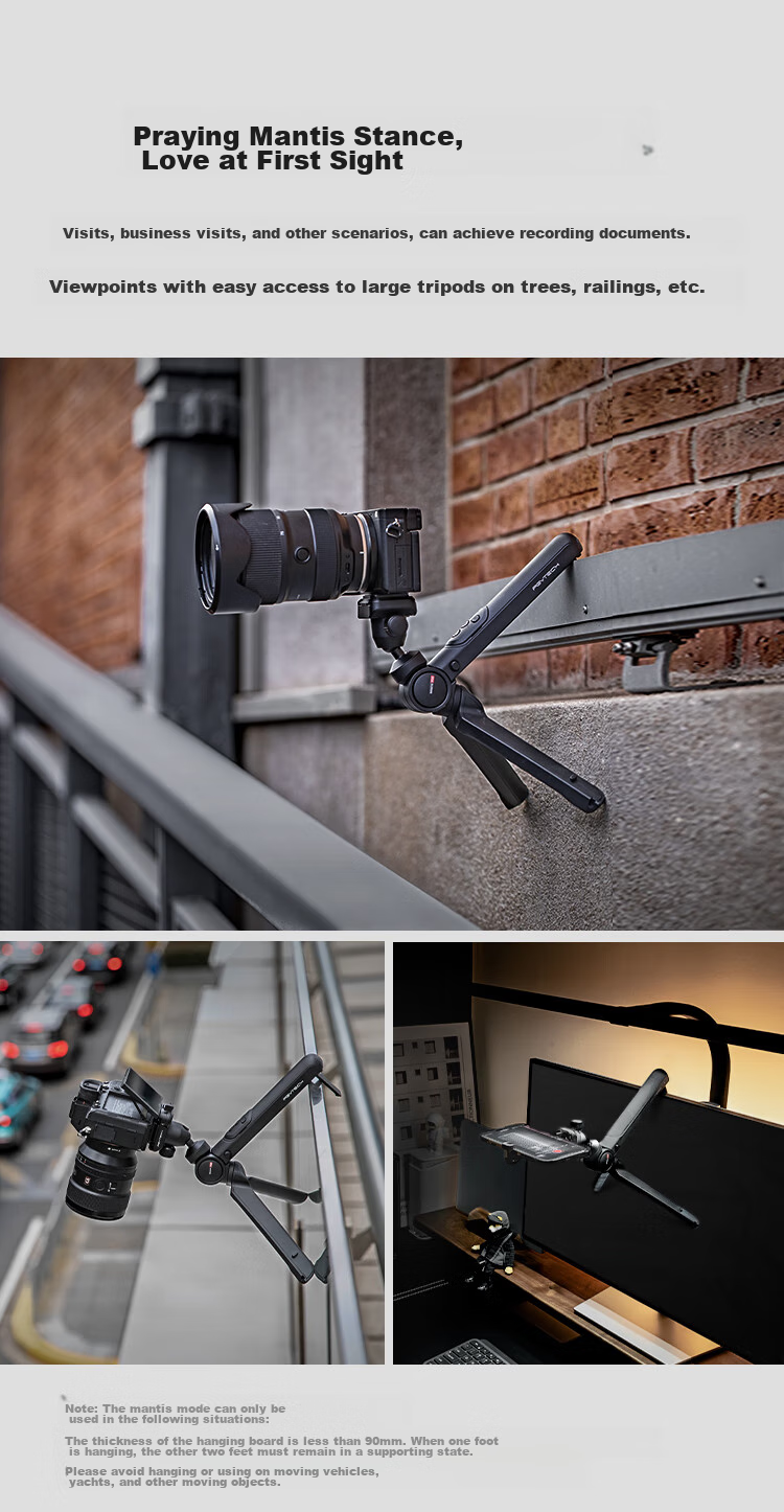PGYTECH Mantis Camera Tripod, DSLR And Smartphone Selfie Stand, Desktop Gimbal, Dandelion Tripod, Vlog Live Streaming Photography Stand, Portable Handheld Stand (Classic Black) 2