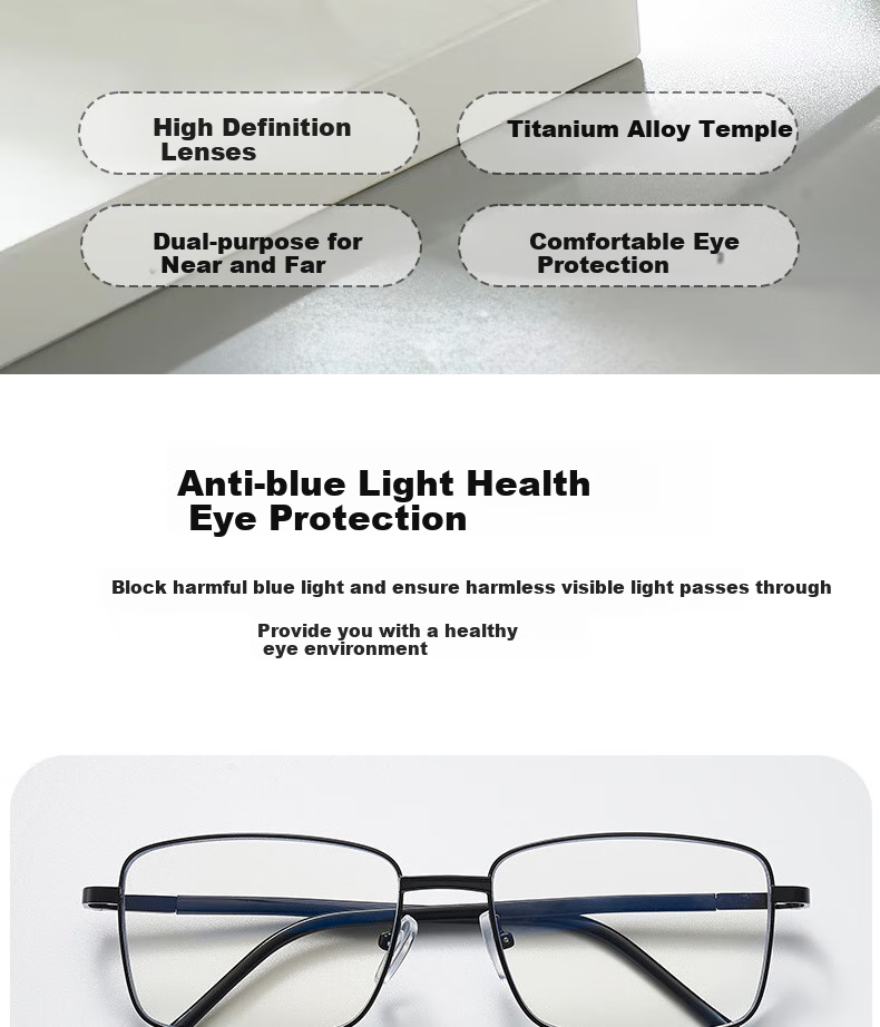 Cuntiandaofu Reading Glasses, Progressive Multifocal Reading Glasses, Anti-Blue Light, Black Frame 100 Degrees [Suitable for Ages Below 50] 2